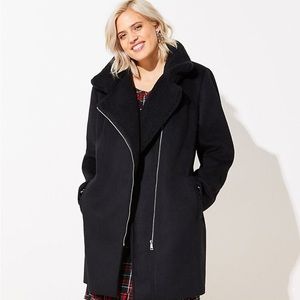 NWT LOFT Fleece Trim Coat - Size S